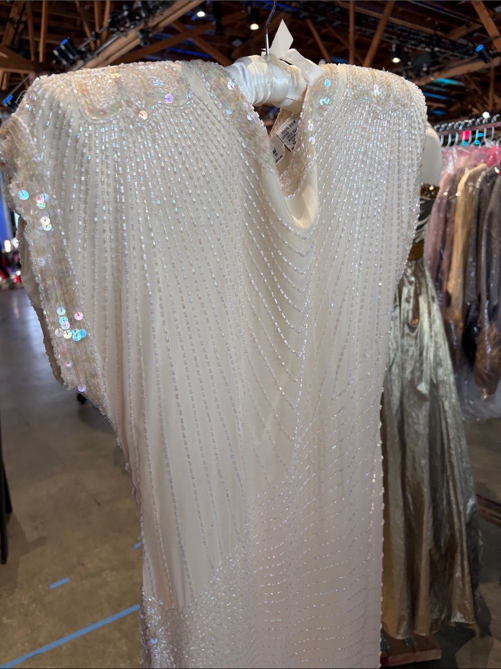 Elegant Ivory Sequin Evening Dress